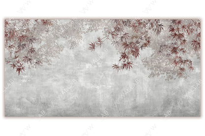 A serene, nature-inspired scene with delicate branches and leaves subtly overlaid on a misty, textured background. The muted tones evoke a calm and tranquil ambiance, reminiscent of a foggy morning. Perfect for creating a soothing, natural atmosphere in interior design or artwork.