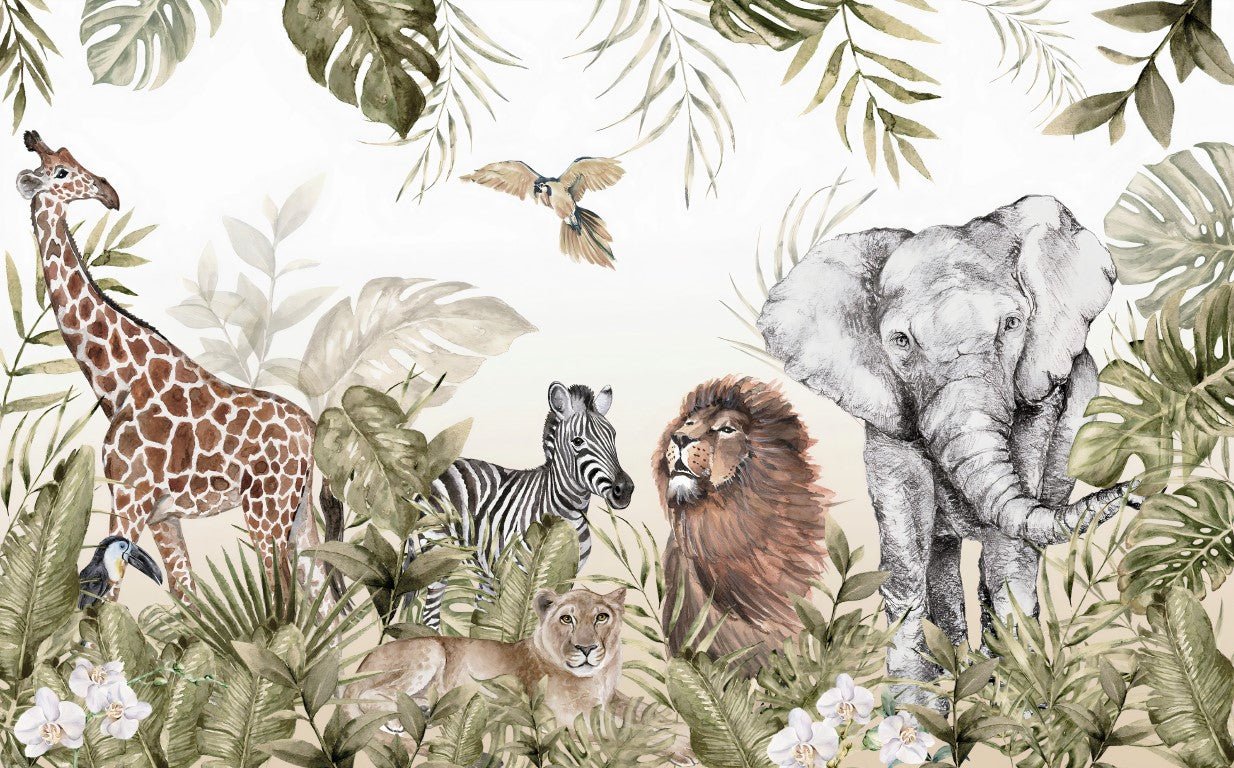 Safari Fusion Jungle Tropical Animal Silver Gold Holden Decor Wallpaper