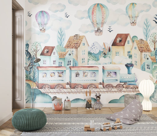 Train & Air balloons - Wallab WallpapersKids